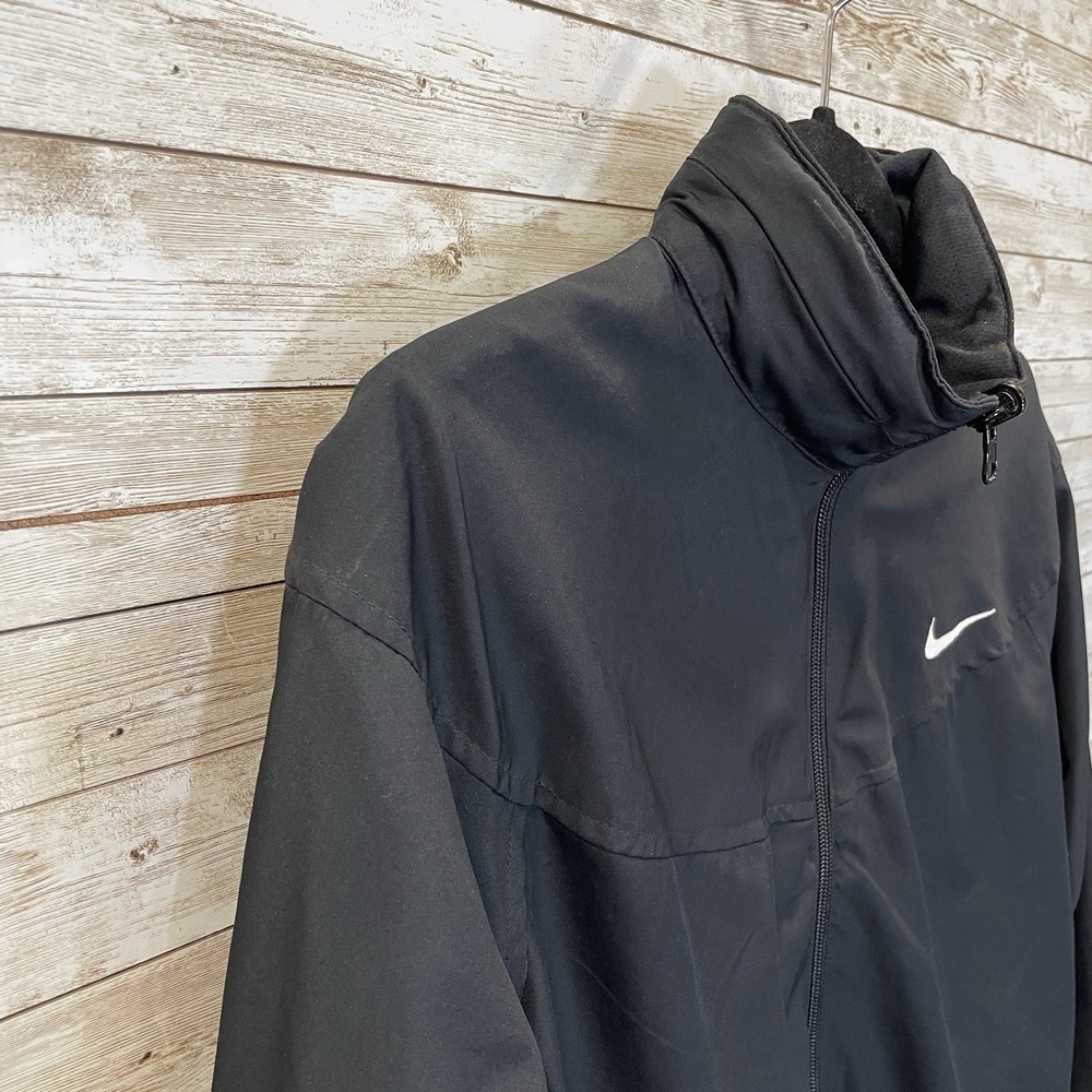 Nike Womens M Jacket Reversible Black Fit Dry Hidden Hood Running Cycling Logo - Picture 10 of 16